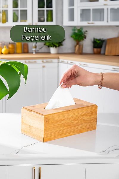 Porsima 0006 Bamboo Napkin Holder Wooden Decorative Napkin Holder Desktop Napkin Holder Napkin Organizer Napkin Box
