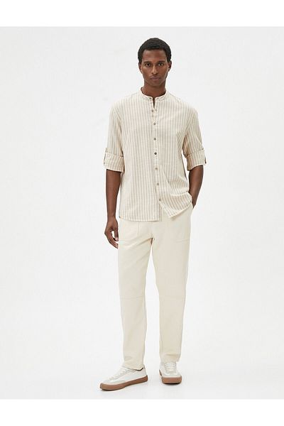 Koton Prevailing Collar Shirt Buttoned Curvable Sleeve Detailed Cotton