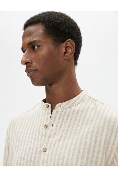 Koton Prevailing Collar Shirt Buttoned Curvable Sleeve Detailed Cotton