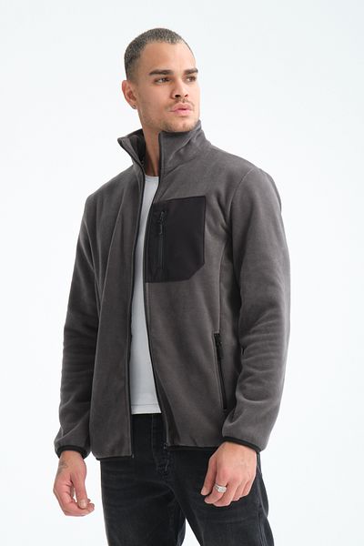 Store Full Zippered 5 Pocket Men's Fleece Outdoor Jacket