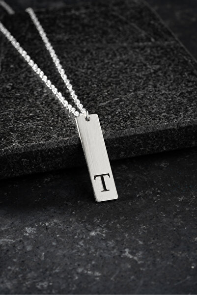 Vetro Silver Erkek Özel Tasarım 925 Ayar Gümüş T Harf Kolye