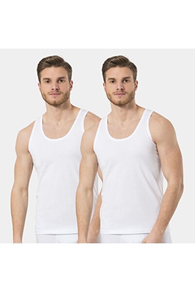 TÜREN Men's 2-Piece Combed Cotton Undershirt 108/White