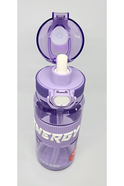 Shotay DL-24635 700ML Pipetli-Pipetsiz Tritan Mor Şeffaf Matara Taşıma Aparatlı
