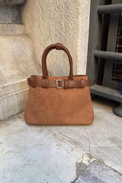 LEONAS Γυναικεία τσάντα χεριών και ώμου με διπλό μάτι από σουέτ με αξεσουάρ ζώνης Patric Brown