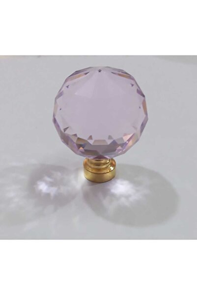 kayakulp Pembe Kristal Altın Kapaklı Düğme Kulp 30mm