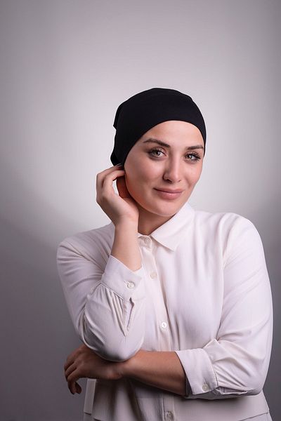 HALVEN Black Practical Ready-to-Plug Inner Bonnet Viscose Fabric Seamless Pipe Bonnet 3006_01