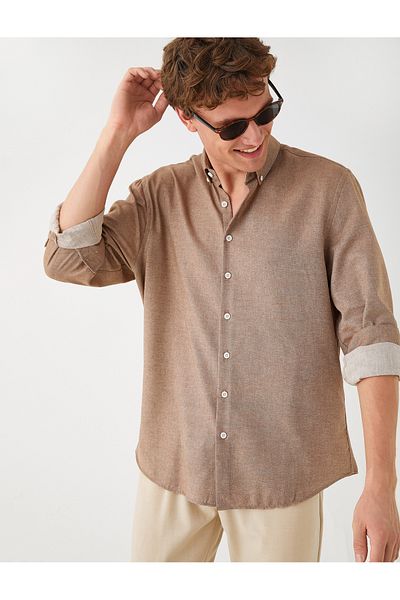 Koton Sports Shirt Slim Fit Classic Collar Long Sleeve Non Iron