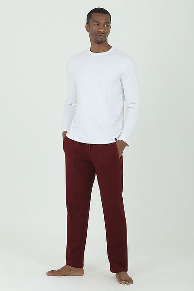 Damat Bräutigam-Waffel-Weinrot-Pyjama-Set