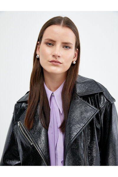 Koton Suni Deri Biker Ceket