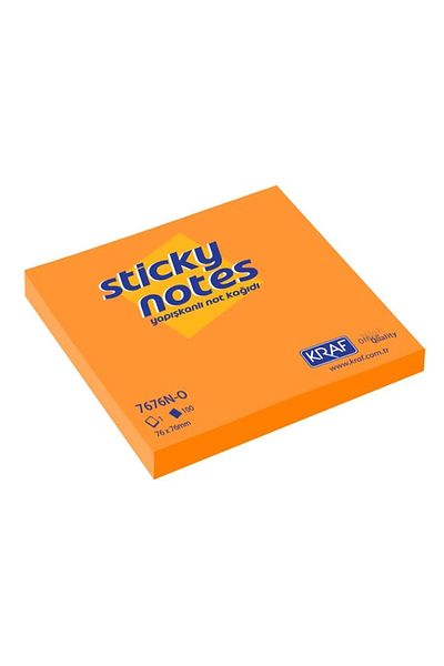KRAF 7676N-O Neon Orange 76X76 Adhesive Note Paper