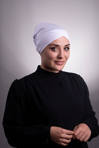 HALVEN White Practical Ready Interlocking Inner Bonnet Viscose Fabric Crossed Single Striped 3004_42