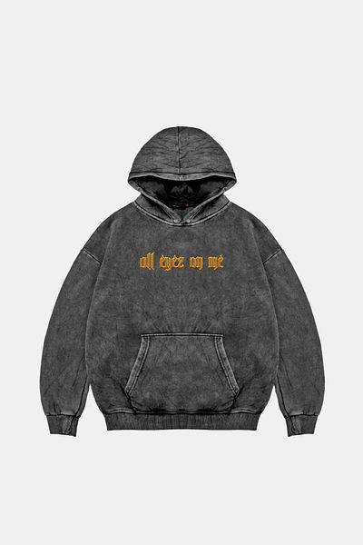 Bak Moda 2 pac All Eyez On Me Printed Oversize Unisex Washable Μαύρο Hoodie
