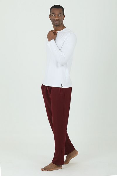 Damat Bräutigam-Waffel-Weinrot-Pyjama-Set