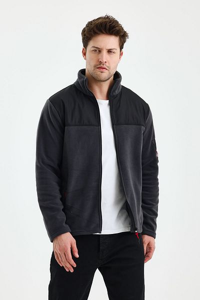 monox Men's Full Zipper Split Sports Fleece Jacket