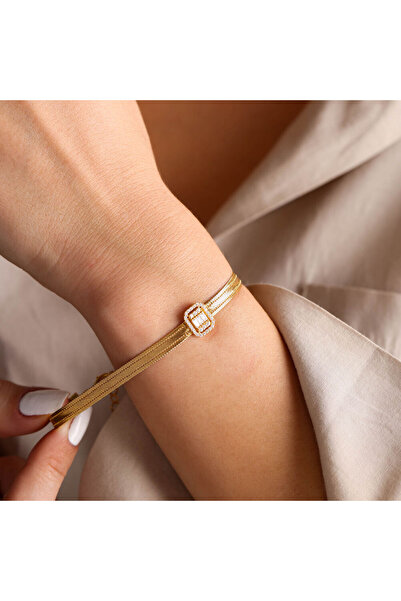 Sembol Gold Hasır Bileklik 14 Ayar Altın Baget Tasarım El Yapımı