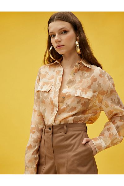 Koton Camouflage Printed Pocket Blend Shirt