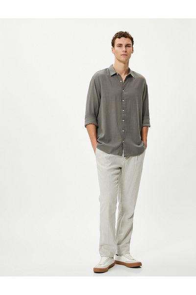 Koton Italian Collar Shirt Long Sleeve Cotton Regular Fit
