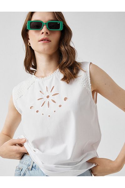 Koton Sleeveless Blouse Scallop Detailed Cotton