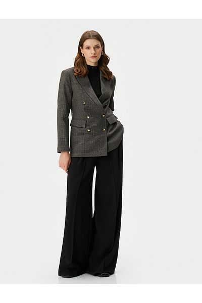 Koton Blazer Jacket Double Breasted Buttoned with Flap Pockets