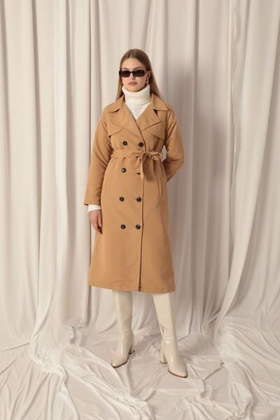 Lukas Torino Fabric Liquid Proof Maxi Length Women's Camel Trench Coat