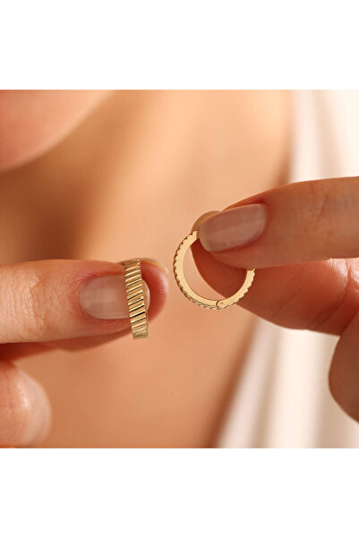 Sembol Gold Altın Halka Küpe 1.5 Cm