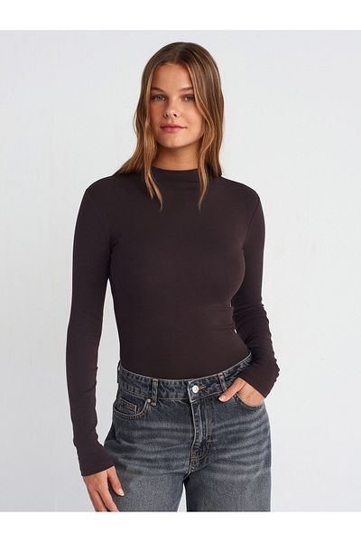 Dilvin 31433 Half Turtleneck Ball-Dark Brown
