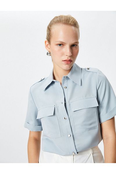 Koton Rövid ujjú ing Epaulette részletes modális keverék