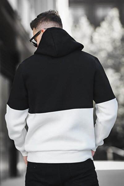 Oksit Ανδρικό φούτερ Kewin Three Thread Raised με εμπριμέ διπλό χρώμα με κουκούλα