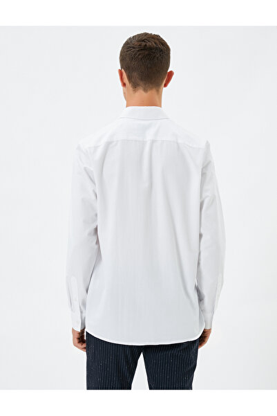 Koton Κλασικό πουκάμισο με λεπτομέρεια τσέπης μισό ιταλικό γιακά με κουμπιά μακρύ μανίκι, μη σιδερένιο