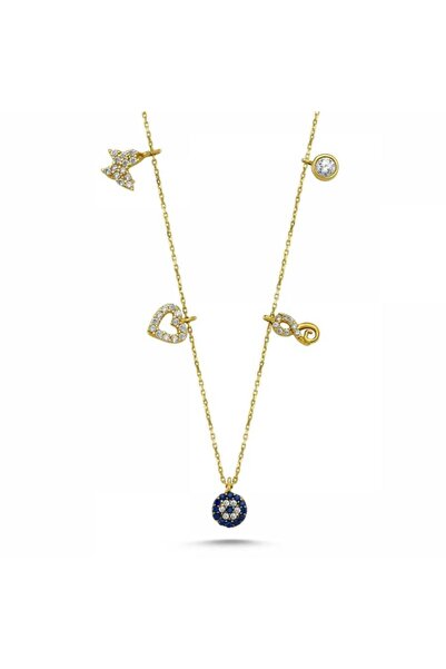 Sembol Gold Altın Şans Kolyesi Nazar Boncuklu