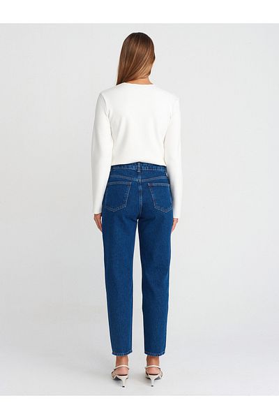 Dilvin 71740 Basic Mom Pants-Navy
