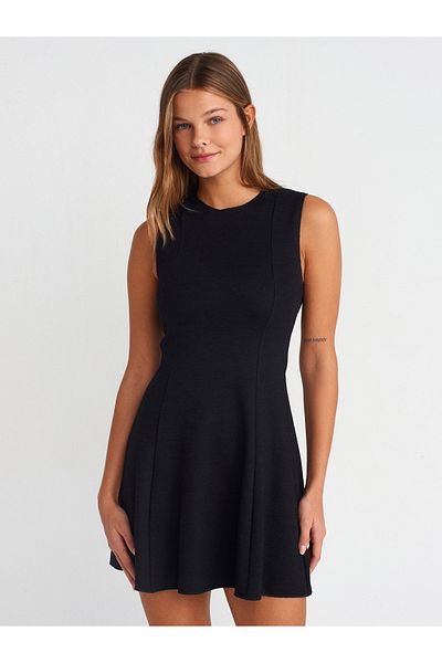 Dilvin 91293 Flounce Sleeveless Mini Dress-Black