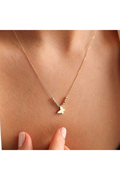 Sembol Gold Kelebek Altın Kolye Dorikalı