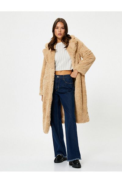Koton Women's Clothing Stamp Coat - 4wak00169ew Beige