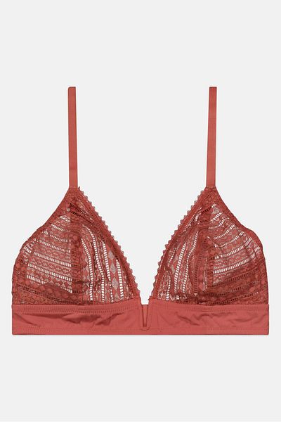 Etam Women Textured Non Padded Bra, Mauve