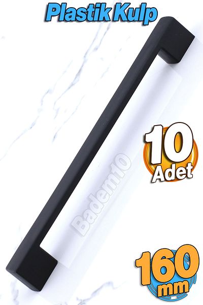 Badem10 (PĂSĂT PLASTIC) Gölcük 160 Mm 10 buc. Mobilier negru Sertar de bucătărie Dulap dulap Mâner Mâner