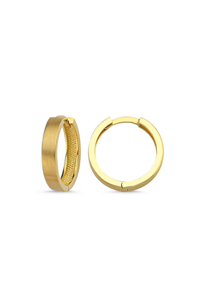 Sembol Gold Altın Halka Küpe Simli Mat Yeni Model
