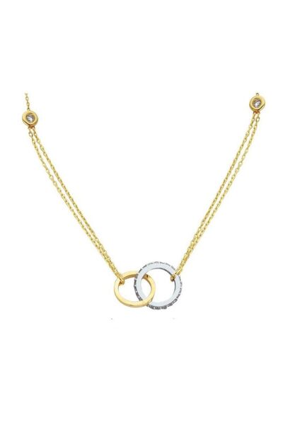 Sembol Gold 14 Ayar Altın Alyanslı Kolye Çift Zincirli