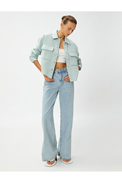 Koton Crop Tweed Jacket με κουμπιά με τσέπες