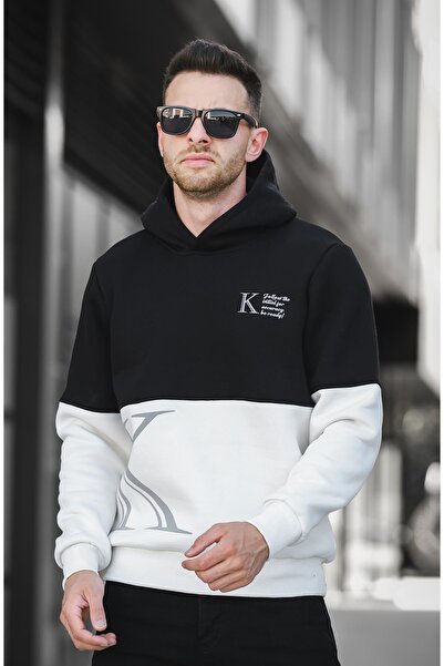 Oksit Ανδρικό φούτερ Kewin Three Thread Raised με εμπριμέ διπλό χρώμα με κουκούλα