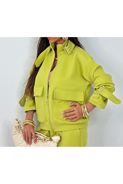 Butik Kadın TARZ Scuba Kumaş Metal Yaka Tasarımlı Eşofman Takım