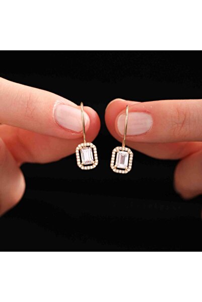 Sembol Gold 14 Ayar Sarı Altın Sallantılı Baget Küpe