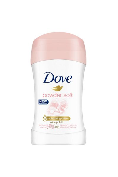 Dove عصا مزيل العرق المضادة للتعرق مع حماية لمدة 48 ساعة - مسحوق ناعم، كريم مرطب، 40 جرام