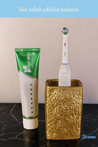 Evene Diş Fırçalığı Diş Fırçalık Diş Fırçası Standı Diş Fırçası Tutucu Altın Model 7