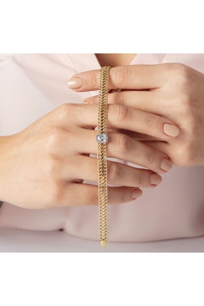 Sembol Gold Baget Taşlı Viyana Altın Bileklik