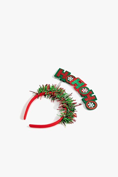 New Obsessions Christmas Themed Applique Glitter Detail Hohoho Written Mixed Color Christmas Crown