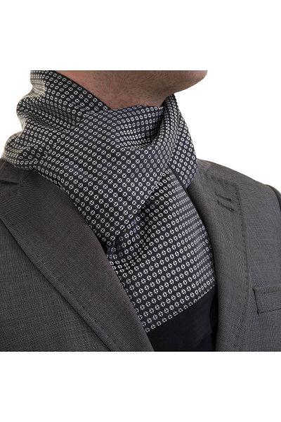 Exve Exclusive Negru, argintiu, pătrat, diamant, țesătură jacquard, eșarfă elegantă din lână pe două fețe