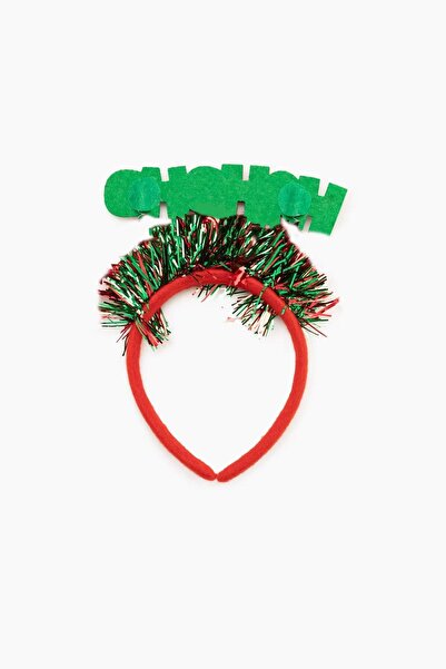New Obsessions Christmas Themed Applique Glitter Detail Hohoho Written Mixed Color Christmas Crown