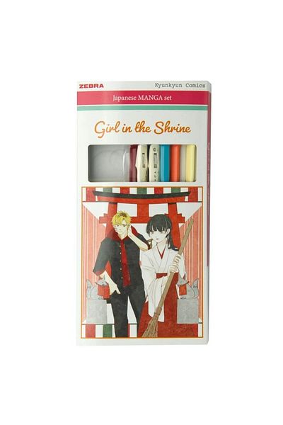 Zebra Manga Girl in the Shrine - 3Pcs Limited Edition Set, Double Ended Mildliner 2Pcs and Sarasa Clip