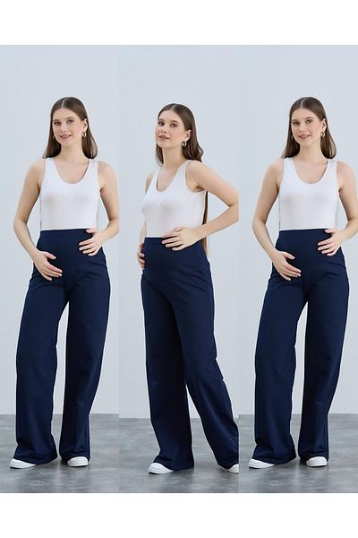 LİYACA Combed Cotton Wide Leg Maternity Pants
